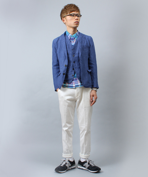 UNION STATION（ユニオンステーション）の「【スマート6月号/2014　成宮寛貴さん着用】フレンチリネンノッチドジャケット（テーラードジャケット・メンズ・ブルー/サックスブルー/ネイビー・MEDIUM/LL/LARGE/SMALL）」の12枚目の写真