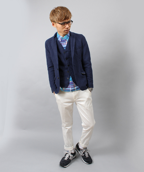 UNION STATION（ユニオンステーション）の「【スマート6月号/2014　成宮寛貴さん着用】フレンチリネンノッチドジャケット（テーラードジャケット・メンズ・ブルー/サックスブルー/ネイビー・MEDIUM/LL/LARGE/SMALL）」の13枚目の写真