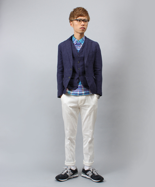 UNION STATION（ユニオンステーション）の「【スマート6月号/2014　成宮寛貴さん着用】フレンチリネンノッチドジャケット（テーラードジャケット・メンズ・ブルー/サックスブルー/ネイビー・MEDIUM/LL/LARGE/SMALL）」の14枚目の写真