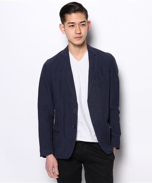 UNION STATION（ユニオンステーション）の「【スマート6月号/2014　成宮寛貴さん着用】フレンチリネンノッチドジャケット（テーラードジャケット・メンズ・ブルー/サックスブルー/ネイビー・MEDIUM/LL/LARGE/SMALL）」の4枚目の写真