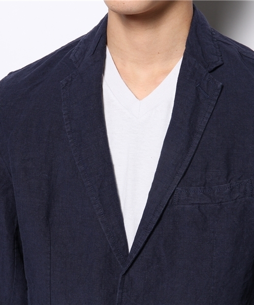 UNION STATION（ユニオンステーション）の「【スマート6月号/2014　成宮寛貴さん着用】フレンチリネンノッチドジャケット（テーラードジャケット・メンズ・ブルー/サックスブルー/ネイビー・MEDIUM/LL/LARGE/SMALL）」の5枚目の写真