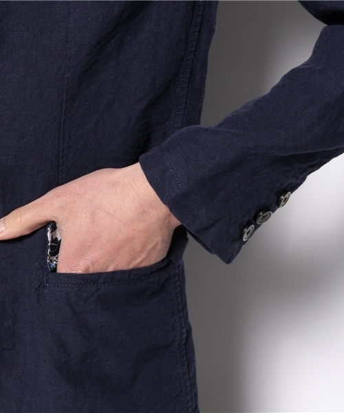 UNION STATION（ユニオンステーション）の「【スマート6月号/2014　成宮寛貴さん着用】フレンチリネンノッチドジャケット（テーラードジャケット・メンズ・ブルー/サックスブルー/ネイビー・MEDIUM/LL/LARGE/SMALL）」の6枚目の写真