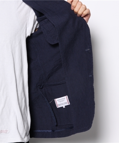 UNION STATION（ユニオンステーション）の「【スマート6月号/2014　成宮寛貴さん着用】フレンチリネンノッチドジャケット（テーラードジャケット・メンズ・ブルー/サックスブルー/ネイビー・MEDIUM/LL/LARGE/SMALL）」の7枚目の写真