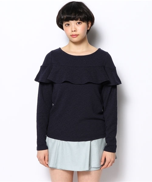 MAJESTIC LEGON（マジェスティックレゴン）の「フリルジャカードプルオーバー①（Tシャツ/カットソー・レディース・アイボリー/ネイビー/ラベンダー・FREE）」の7枚目の写真