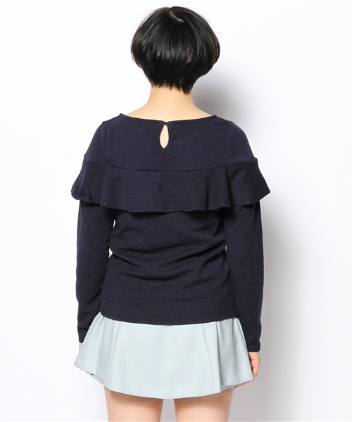 MAJESTIC LEGON（マジェスティックレゴン）の「フリルジャカードプルオーバー①（Tシャツ/カットソー・レディース・アイボリー/ネイビー/ラベンダー・FREE）」の9枚目の写真