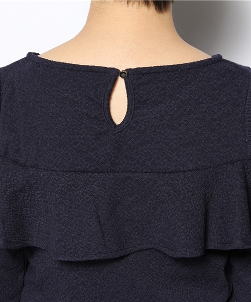 MAJESTIC LEGON（マジェスティックレゴン）の「フリルジャカードプルオーバー①（Tシャツ/カットソー・レディース・アイボリー/ネイビー/ラベンダー・FREE）」の4枚目の写真