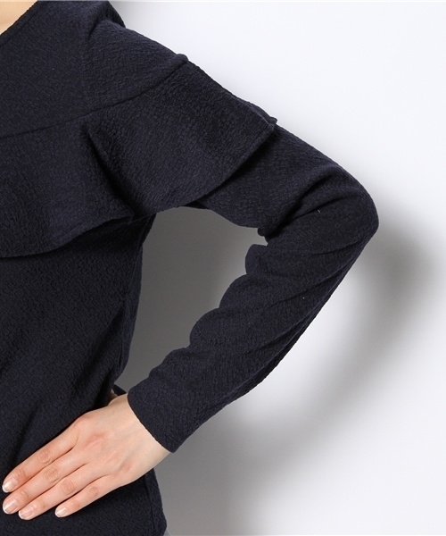 MAJESTIC LEGON（マジェスティックレゴン）の「フリルジャカードプルオーバー①（Tシャツ/カットソー・レディース・アイボリー/ネイビー/ラベンダー・FREE）」の5枚目の写真