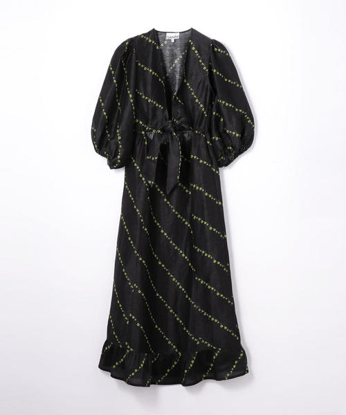 セール ワンピース Ganni シルクリネン Tomorrowland トゥモローランド のファッション ロングワンピース ワンピース ワンピース シルクリネン