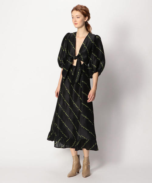 セール ワンピース Ganni シルクリネン Tomorrowland トゥモローランド のファッション ロングワンピース ワンピース ワンピース シルクリネン