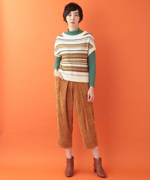 Jocomomola(ホコモモラ)の「Paso 透かしボーダーニット(ニット/セーター・レディース・ピンク/アイボリー・40)」の6枚目の写真