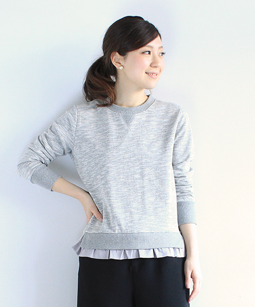 B:MING by BEAMS（ビーミングバイビームス）の「▲1 ビーミング by ビームス / 裏毛コンビプルオーバー（スウェット・レディース・ホワイト系その他/チャコールグレー/トップグレー・ONE SIZE）」の3枚目の写真