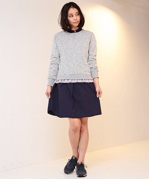 B:MING by BEAMS（ビーミングバイビームス）の「▲1 ビーミング by ビームス / 裏毛コンビプルオーバー（スウェット・レディース・ホワイト系その他/チャコールグレー/トップグレー・ONE SIZE）」の8枚目の写真