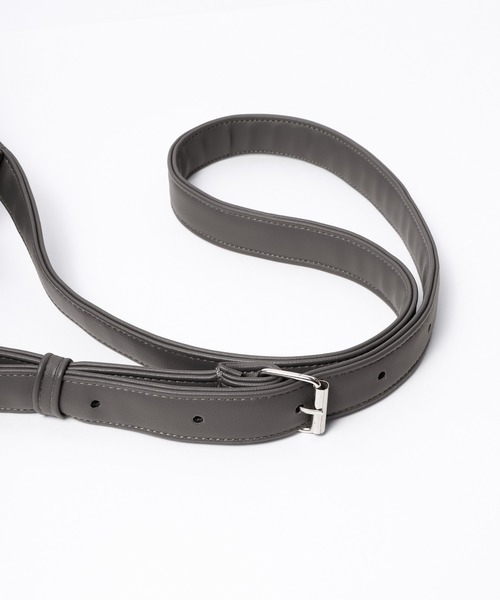 EMMA CLOTHES（エマクローズ）の「ヴィーガンレザー巾着ショルダーバッグ(EMMA CLOTHES)（ショルダーバッグ・メンズ・チャコールグレー/ブラック・FREE）」の19枚目の写真