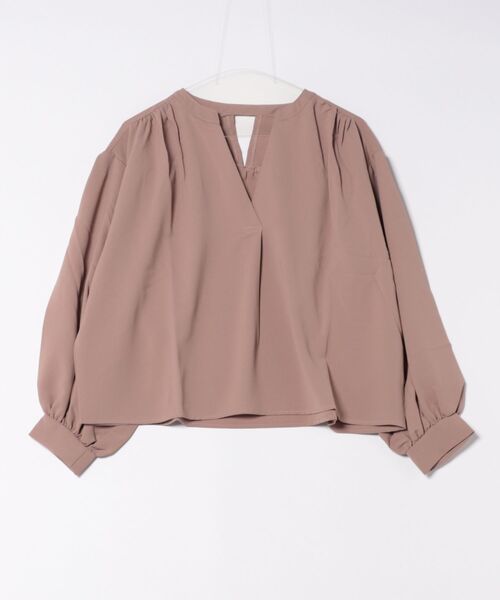STYLEBLOCK（スタイルブロック）の「レーヨンライクギャザーブラウス（シャツ/ブラウス・レディース・ブラック/パープル/ライトグリーン/アイボリー/グレイッシュベージュ・M）」の3枚目の写真