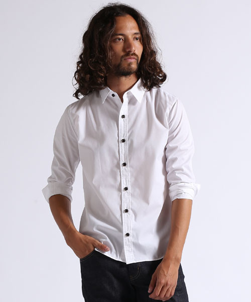 CAMBIO（カンビオ）の「ms1958-ポリエステル/コットンブロードシャツ（シャツ/ブラウス・メンズ・ホワイト/グレー/サックスブルー/ネイビー・SMALL/MEDIUM/LARGE）」の2枚目の写真