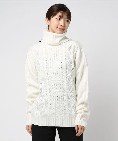 INNOCENT(イノセント)の「ケーブルタートルネックニット(ニット/セーター・レディース・ブラック/ベージュ/グレー/ピンク/キャメル/ネイビー/マスタード/アイボリー/オフホワイト/モカ/ワイン/ダークグリーン・LARGE/X-LARGE/MEDIUM)」の19枚目の写真