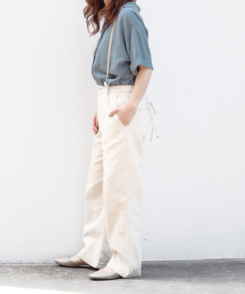 PairPair（ペアペア）の「レースアップサス付パンツ（デニムパンツ・レディース・ライトベージュ/アイボリー・FREE）」の5枚目の写真