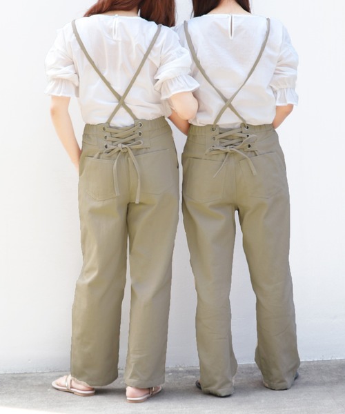 PairPair（ペアペア）の「レースアップサス付パンツ（デニムパンツ・レディース・ライトベージュ/アイボリー・FREE）」の13枚目の写真