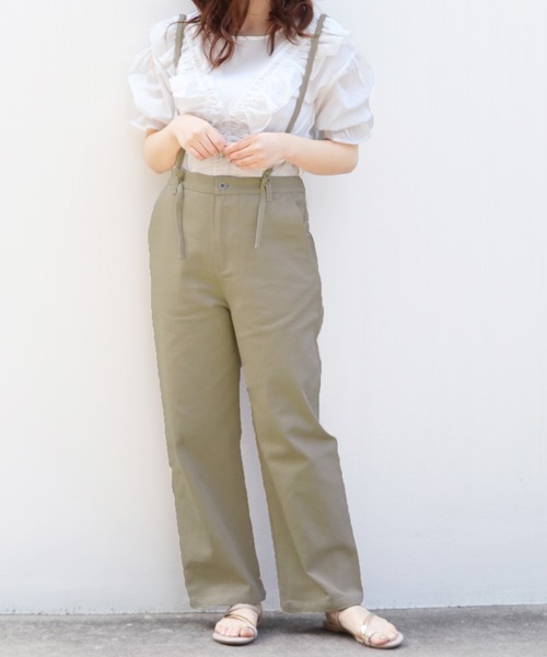 PairPair（ペアペア）の「レースアップサス付パンツ（デニムパンツ・レディース・ライトベージュ/アイボリー・FREE）」の9枚目の写真