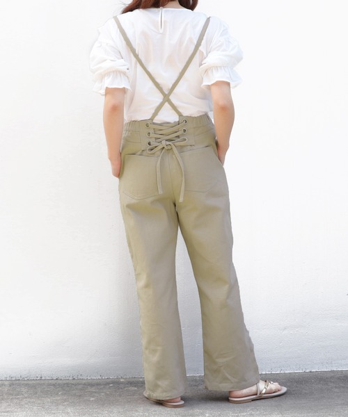PairPair（ペアペア）の「レースアップサス付パンツ（デニムパンツ・レディース・ライトベージュ/アイボリー・FREE）」の14枚目の写真