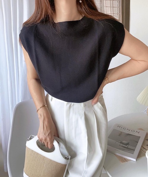 andme（アンドミー）の「無地ボーダーフレンチスリーブニットトップス（ニット/セーター・レディース・ホワイト×ブラック/ブラウン系その他/モカ/ブラック/オフホワイト/ブルー/ベージュ系その他/ベージュ/ホワイト×ピンク/ホワイト×ブルー/ネイビー×ホワイト・L/M/XL/XXL）」の22枚目の写真