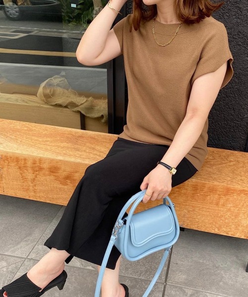 フレンチスリーブニットトップス