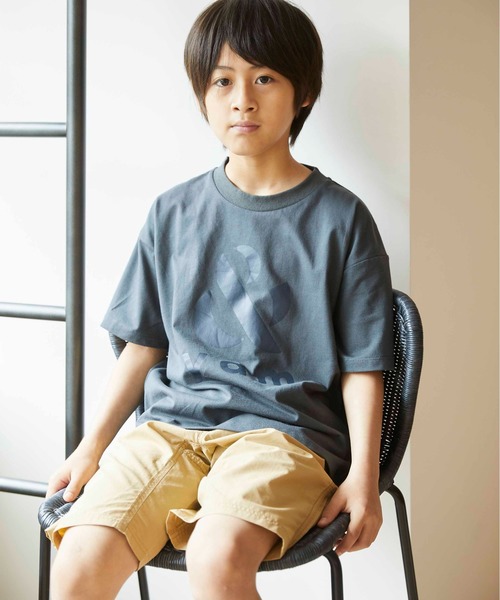 ＆yam（アンドヤム）の「＆yamロゴT（Tシャツ/カットソー・キッズ・ブラック/チャコールグレー/ホワイト/ベージュ/パープル/ピンク/ミント/ブルー・130/140/150/90/100/110/120）」の4枚目の写真