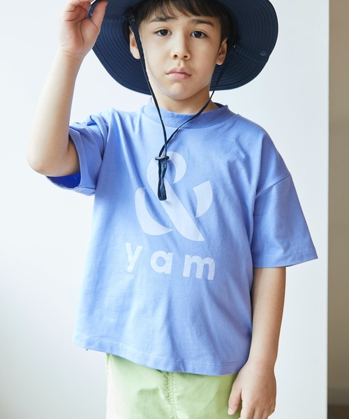 ＆yam（アンドヤム）の「＆yamロゴT（Tシャツ/カットソー・キッズ・ブラック/チャコールグレー/ホワイト/ベージュ/パープル/ピンク/ミント/ブルー・130/140/150/90/100/110/120）」の7枚目の写真