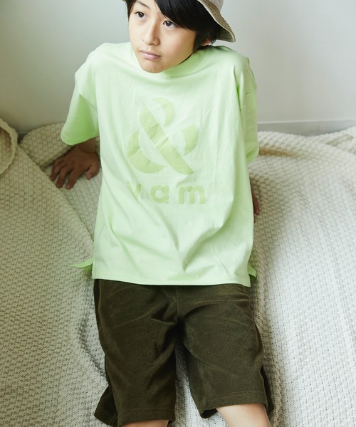 ＆yam（アンドヤム）の「＆yamロゴT（Tシャツ/カットソー・キッズ・ブラック/チャコールグレー/ホワイト/ベージュ/パープル/ピンク/ミント/ブルー・130/140/150/90/100/110/120）」の6枚目の写真