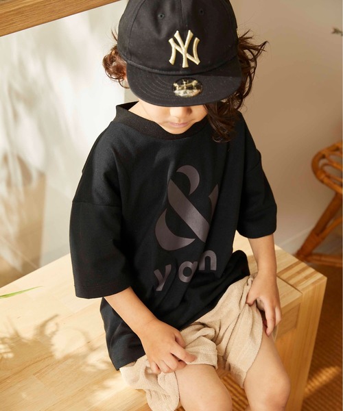 ＆yam（アンドヤム）の「＆yamロゴT（Tシャツ/カットソー・キッズ・ブラック/チャコールグレー/ホワイト/ベージュ/パープル/ピンク/ミント/ブルー・130/140/150/90/100/110/120）」の15枚目の写真