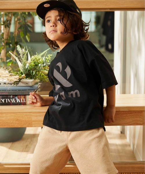 ＆yam（アンドヤム）の「＆yamロゴT（Tシャツ/カットソー・キッズ・ブラック/チャコールグレー/ホワイト/ベージュ/パープル/ピンク/ミント/ブルー・130/140/150/90/100/110/120）」の18枚目の写真