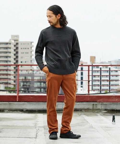 CAMBIO(カンビオ)の「mn2227-Switch Wool Knit Pullover ニット(ニット/セーター・メンズ・ブラック/ベージュ/ブラウン/グリーン・M/L)」の6枚目の写真