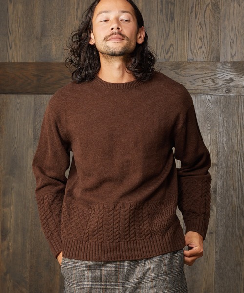 CAMBIO(カンビオ)の「mn2227-Switch Wool Knit Pullover ニット(ニット/セーター・メンズ・ブラック/ベージュ/ブラウン/グリーン・M/L)」の10枚目の写真