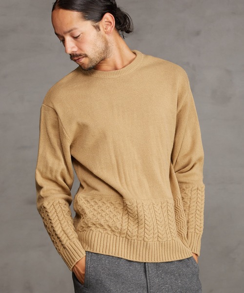 CAMBIO(カンビオ)の「mn2227-Switch Wool Knit Pullover ニット(ニット/セーター・メンズ・ブラック/ベージュ/ブラウン/グリーン・M/L)」の14枚目の写真