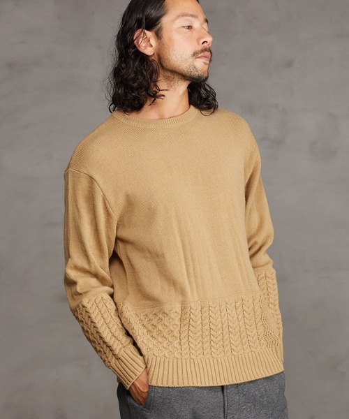 CAMBIO(カンビオ)の「mn2227-Switch Wool Knit Pullover ニット(ニット/セーター・メンズ・ブラック/ベージュ/ブラウン/グリーン・M/L)」の15枚目の写真