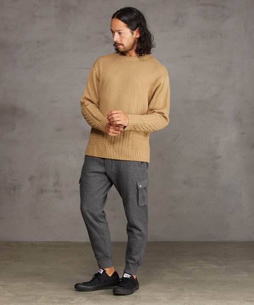 CAMBIO(カンビオ)の「mn2227-Switch Wool Knit Pullover ニット(ニット/セーター・メンズ・ブラック/ベージュ/ブラウン/グリーン・M/L)」の16枚目の写真