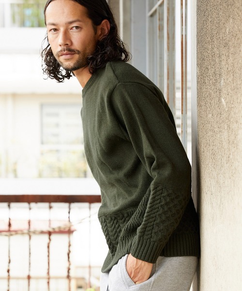 CAMBIO(カンビオ)の「mn2227-Switch Wool Knit Pullover ニット(ニット/セーター・メンズ・ブラック/ベージュ/ブラウン/グリーン・M/L)」の19枚目の写真