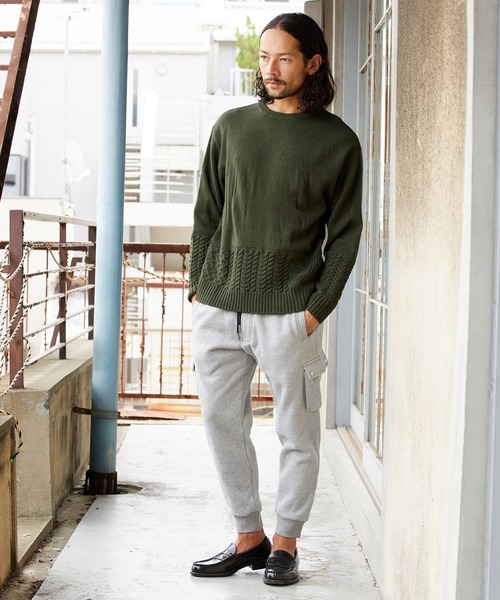 CAMBIO(カンビオ)の「mn2227-Switch Wool Knit Pullover ニット(ニット/セーター・メンズ・ブラック/ベージュ/ブラウン/グリーン・M/L)」の21枚目の写真