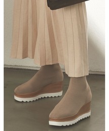 Re:EDIT | [2020A/W PRE ORDER]リブストレッチ厚底ソックスブーツ(ブーツ)