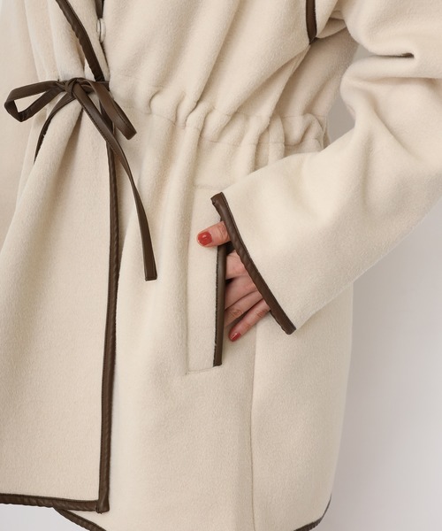 one after another NICE CLAUP（ワンアフターアナザーナイスクラップ）の「パイピングコート（その他アウター・レディース・アイボリー/ベージュ/ブラック・FREE）」の20枚目の写真