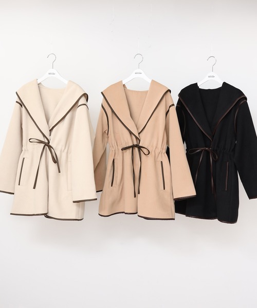 one after another NICE CLAUP（ワンアフターアナザーナイスクラップ）の「パイピングコート（その他アウター・レディース・アイボリー/ベージュ/ブラック・FREE）」の14枚目の写真