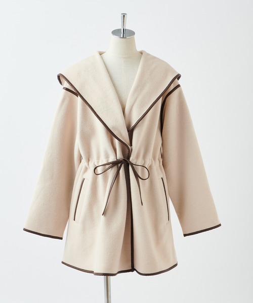 one after another NICE CLAUP（ワンアフターアナザーナイスクラップ）の「パイピングコート（その他アウター・レディース・アイボリー/ベージュ/ブラック・FREE）」の10枚目の写真