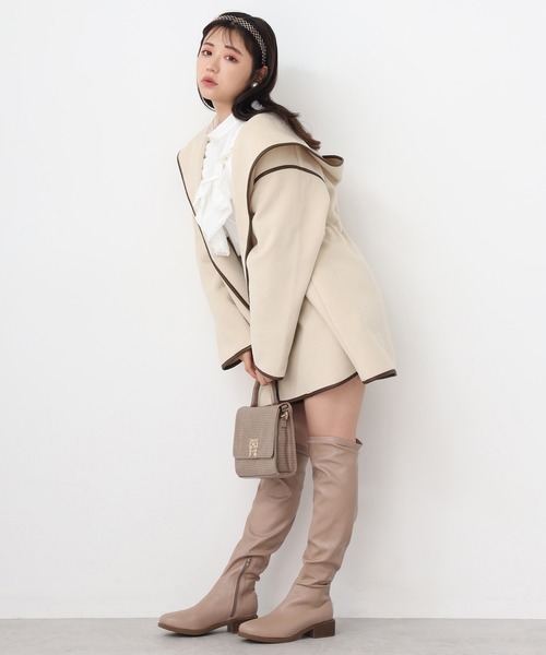 one after another NICE CLAUP（ワンアフターアナザーナイスクラップ）の「パイピングコート（その他アウター・レディース・アイボリー/ベージュ/ブラック・FREE）」の5枚目の写真