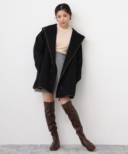 one after another NICE CLAUP（ワンアフターアナザーナイスクラップ）の「パイピングコート（その他アウター・レディース・アイボリー/ベージュ/ブラック・FREE）」の6枚目の写真