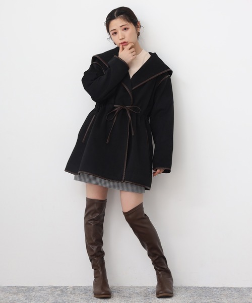 one after another NICE CLAUP（ワンアフターアナザーナイスクラップ）の「パイピングコート（その他アウター・レディース・アイボリー/ベージュ/ブラック・FREE）」の18枚目の写真