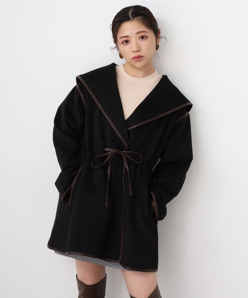 one after another NICE CLAUP（ワンアフターアナザーナイスクラップ）の「パイピングコート（その他アウター・レディース・アイボリー/ベージュ/ブラック・FREE）」の9枚目の写真