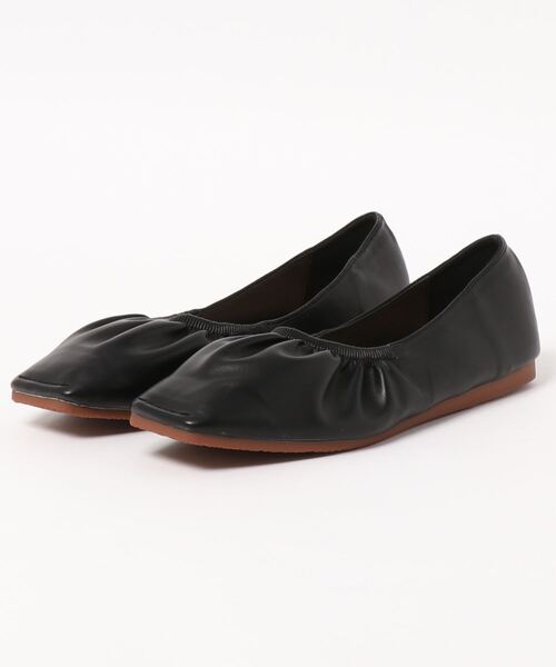 DouDou（ドゥドゥ）の「スクエアギャザーシューズ（バレエシューズ・レディース・ブラック/ブラウン/オフホワイト・23.5cm/24.5cm）」の3枚目の写真