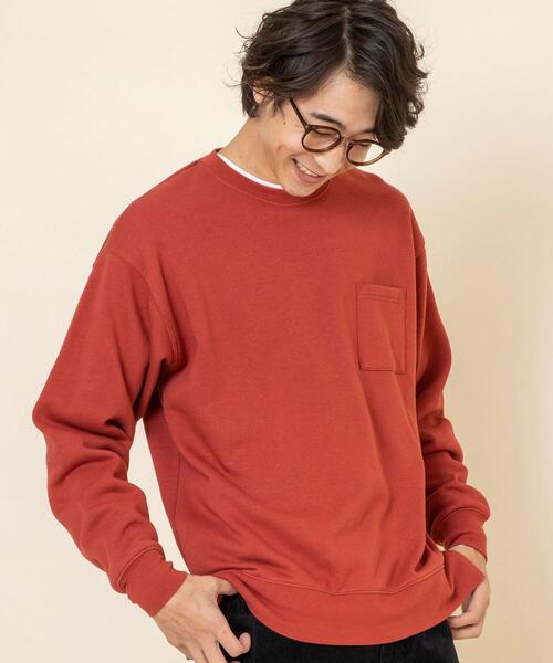 coen（コーエン）の「CVC裏起毛サイドスリットクルーネックスウェット（スウェット・メンズ・ナチュラル/ケリー/コバルトブルー/Brick ・MEDIUM/LARGE/X-LARGE/SMALL）」の4枚目の写真