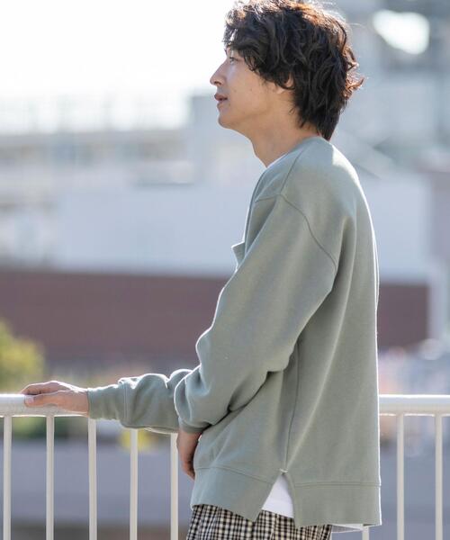 coen（コーエン）の「CVC裏起毛サイドスリットクルーネックスウェット（スウェット・メンズ・ナチュラル/ケリー/コバルトブルー/Brick ・MEDIUM/LARGE/X-LARGE/SMALL）」の16枚目の写真