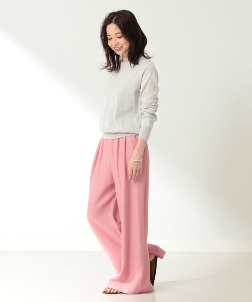 Demi-Luxe BEAMS(デミルクス ビームス)の「SLOANE / 別注 コットン天竺 クルーネックニット(ニット/セーター・レディース・ライトグレー/ネイビー・1/2)」の4枚目の写真